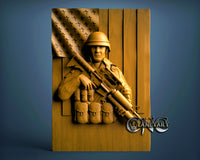 Soldier and Flag, 3D STL Model 10043