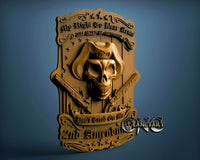 2nd Amendment Skull, 3D STL Model 10051