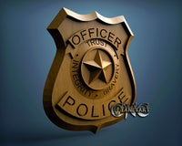 Badge Police Officer, 3D STL Model 10073