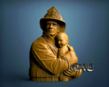 Fireman and Baby, 3D STL Model 10078