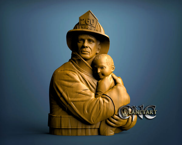 Fireman and Baby, 3D STL Model 10078