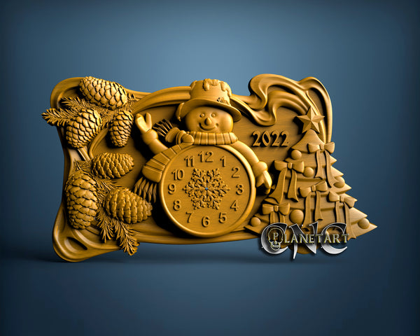 Santa Clock, 3D STL Model 10144