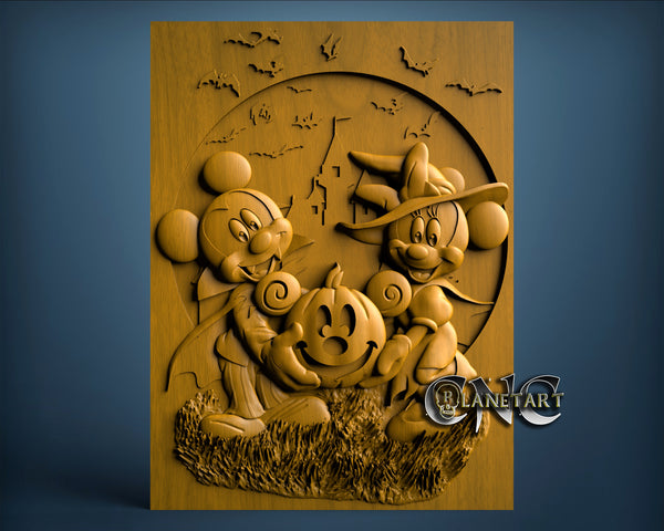 Mickey Mouse and Mini Halloween, 3D STL Model 10155