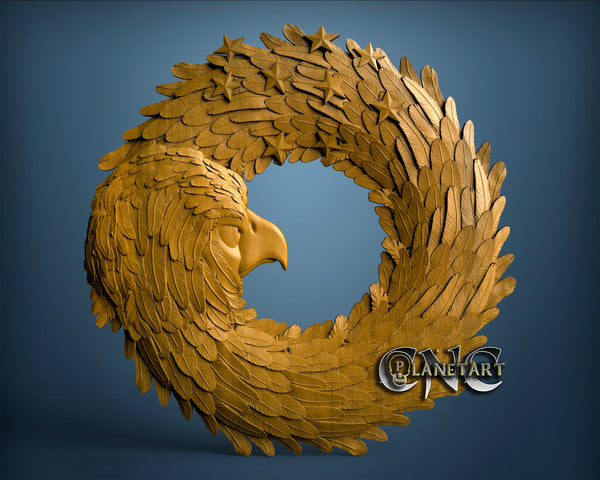 Eagle Wreath With Union on Top, 3D STL Model 10177