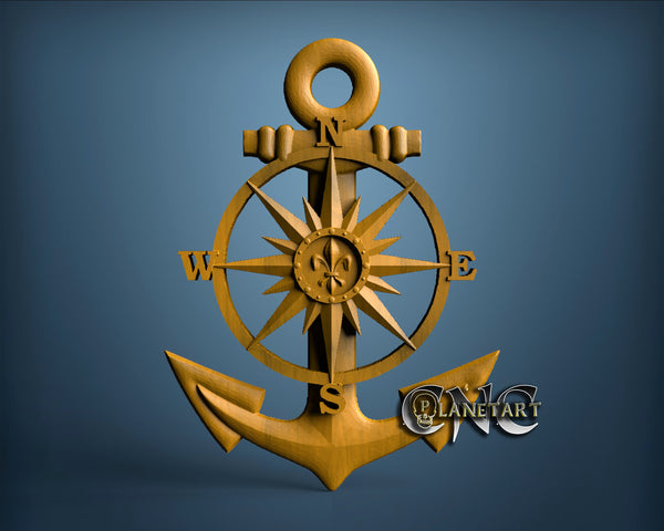 Compass Anchor, 3D STL Model 10183