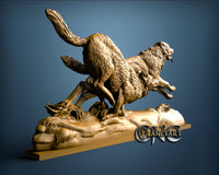 Two Wolves, 3D STL Model 10311