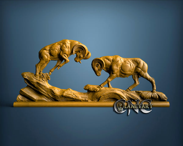 Two Rams, 3D STL Model 10312