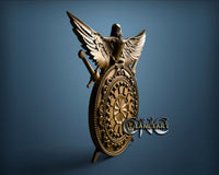 Eagle above Shield, 3D STL Model 10381