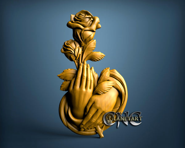 Roses and Hands, 3D STL Model 10384