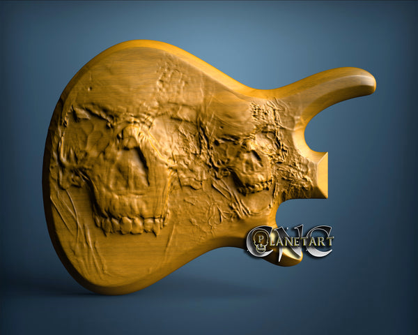 Skull faces true Guitar, 3D STL Model 11050
