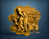 Mermaid & Fisherman, 3D STL Model 11320