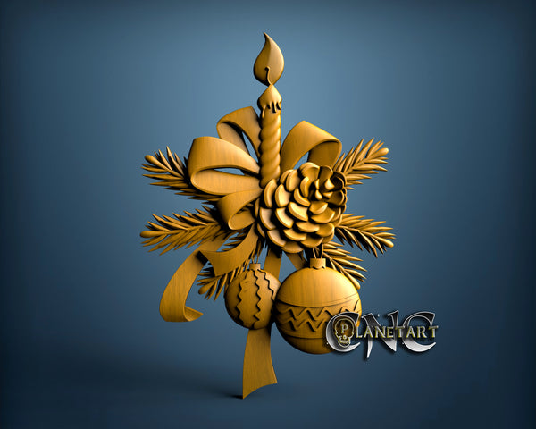 Christmas Candle, 3D STL Model 11333