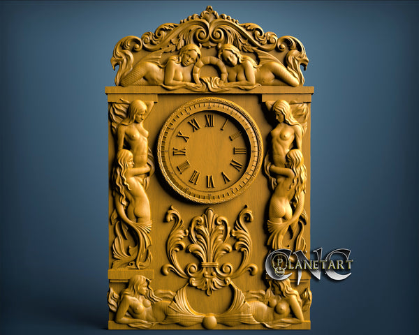 Mermaid Clock, 3D STL Model 1221