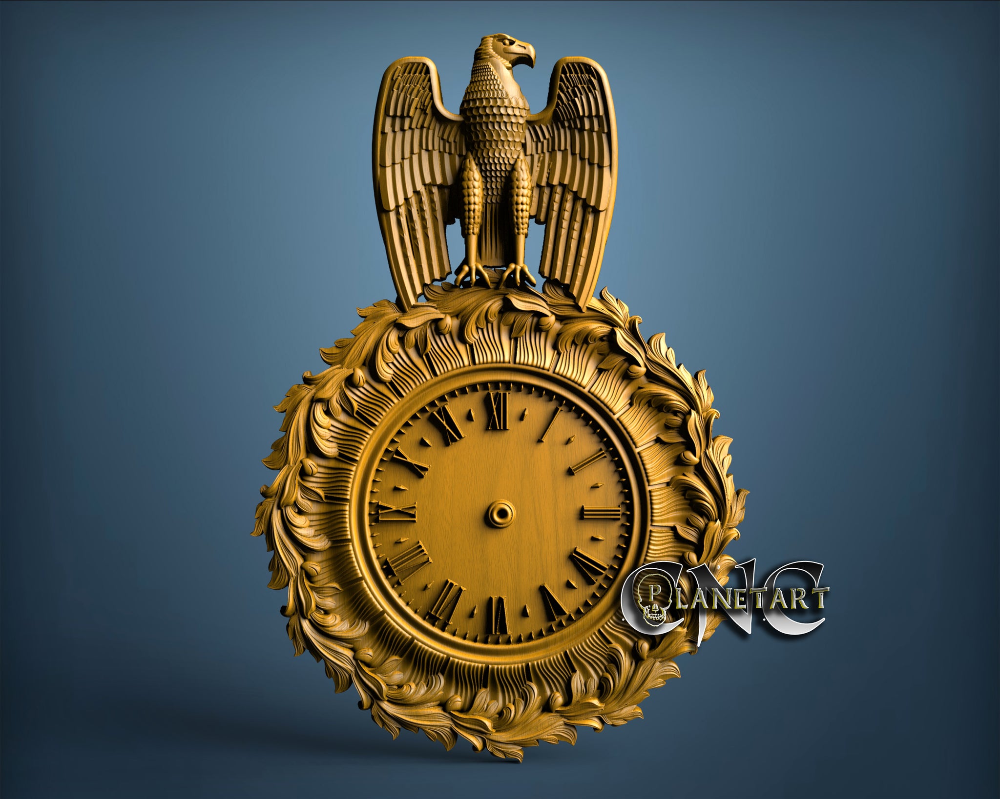 Eagle Clock 3d Stl Model 1250 Cnc Planet Art