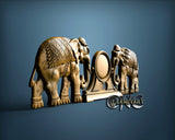 Elephants Emblem Clock, 3D STL Model 1252