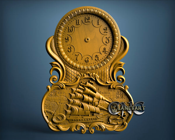 Pirate Ship Clock, 3D STL Model 1269