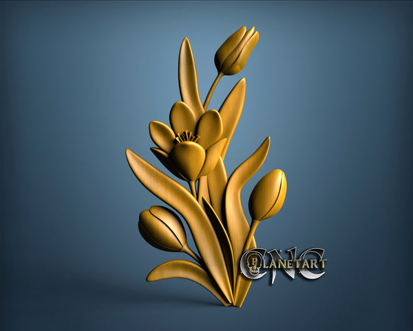 Tulip Flower, 3D STL Model 2579