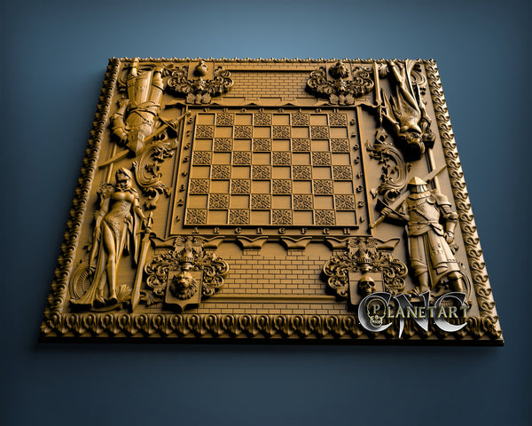 Luxury Wooden Chess Set With Board 6pcs for CNC Router 3D 