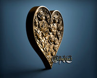 Valentines Roses Heart, 3D STL Model 6316