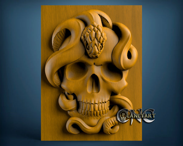 Snake in Skull, 3D STL Model 6507