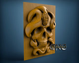 Snake in Skull, 3D STL Model 6507