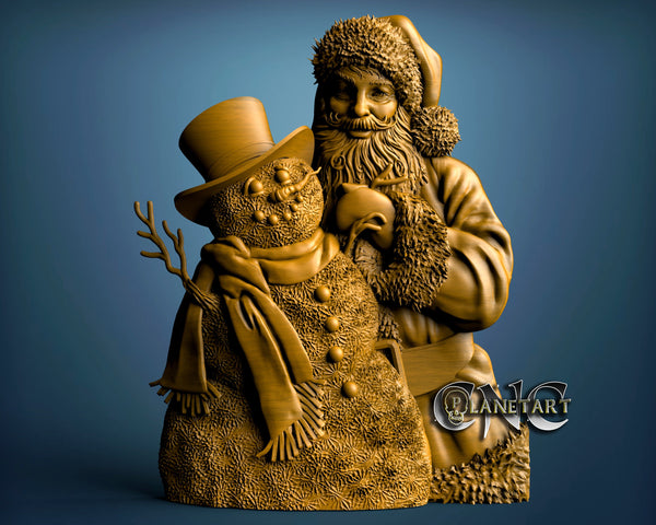 Santa and Snowman, 3D STL Model 10131
