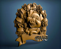 Pig with Wreath, 3D STL Model 10140