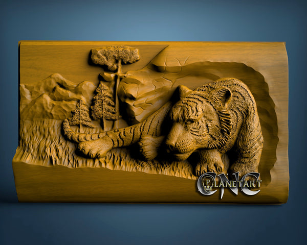 Tiger 3d STL Model for CNC Router Artcam Vetric Engraver 