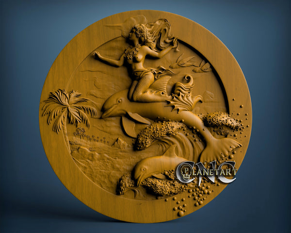 Dolphins & Mermaid, 3D STL Model 10207