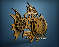 Mechanic Fish Clock, 3D STL Model 1283