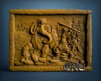 Hunting Mammoth, 3D STL Model 0933