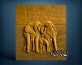 Elephants, 3D STL Model 0850