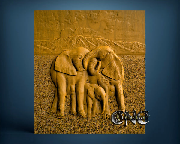 Elephants, 3D STL Model 0850