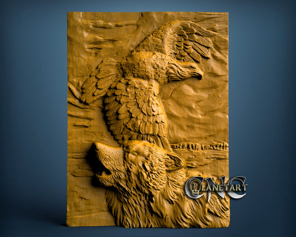 Wolf and Eagle, 3D STL Model 0466