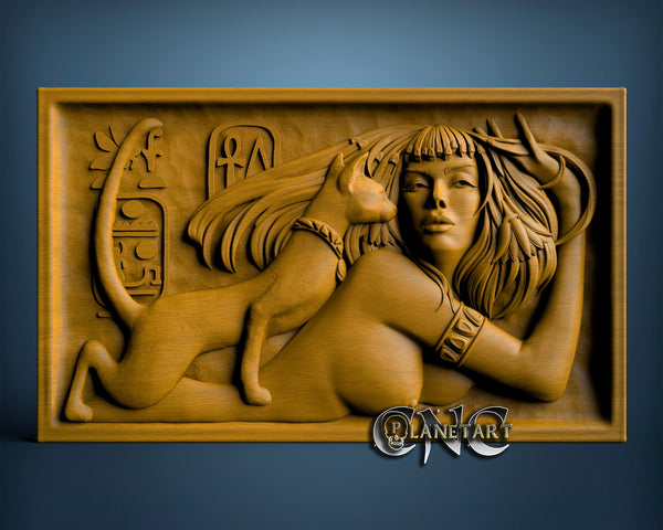 Girl and Cat, 3D STL Model 6227