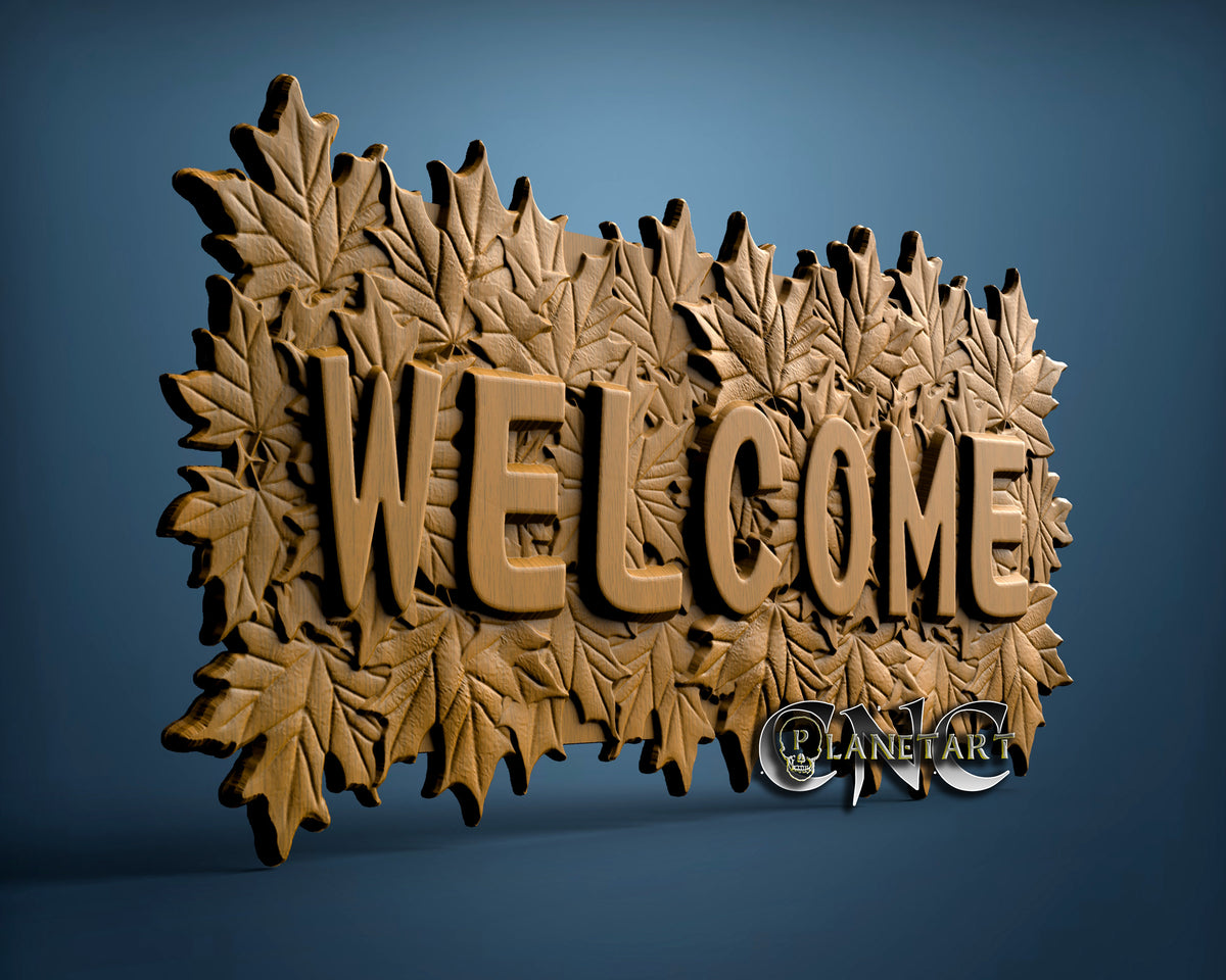 Welcome Sign, 3D STL Model 6704 – Cnc Planet Art