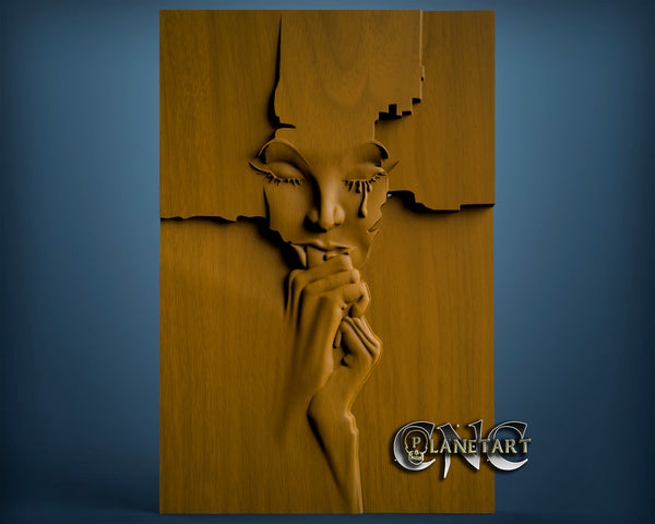 Crying Girl, 3D STL Model 6532