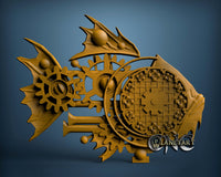 Mechanic Fish Clock, 3D STL Model 1283