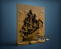 Ship on the Sea, 3D STL Model 6623