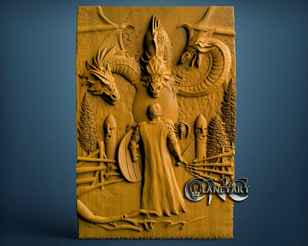 Dragon and warrior, 3D STL Model 8024