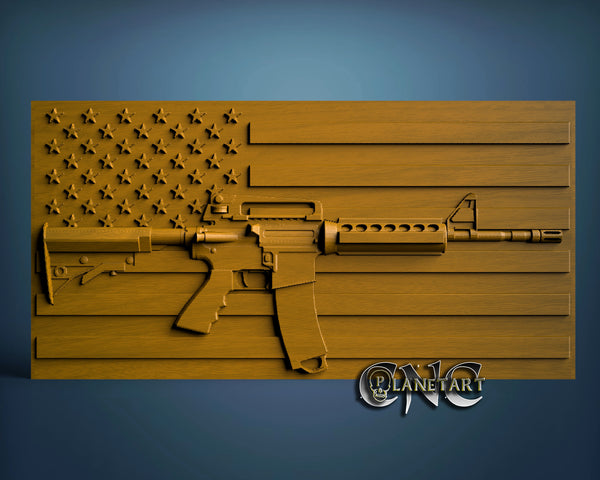 Flag and Gun, 3D STL Model 10101