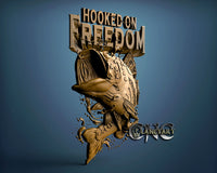 Fish Hooked on Freedom, 3D STL Model 10107