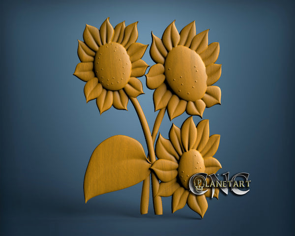 Sun Flower, 3D STL Model 2543
