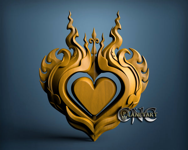 Flaming Heart, 3D STL Model 10294