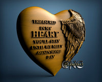 Heart Wings Text, 3D STL Model 10340