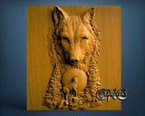 Wolf and Moon, 3D STL Model 10313