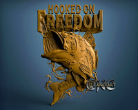 Fish Hooked on Freedom, 3D STL Model 10107