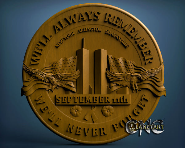 We'll always remember Twin Towers, 3D STL Model 10015