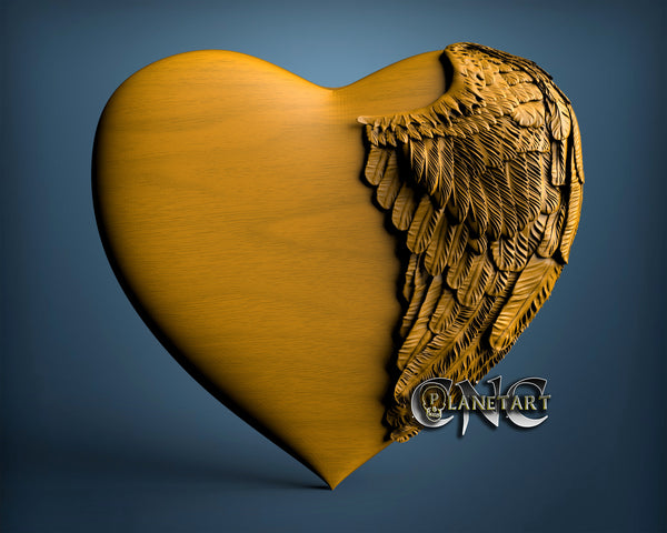 Wings Heart empty, 3D STL Model 10338