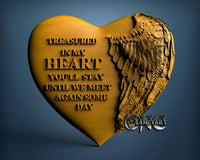 Heart Wings Text, 3D STL Model 10340